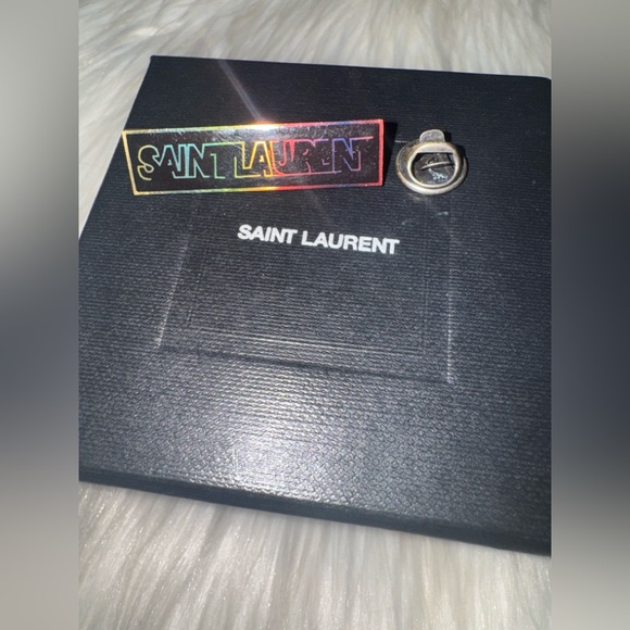 New in box Saint Laurent Logo/ Rainbow Pin - Picture 2 of 7